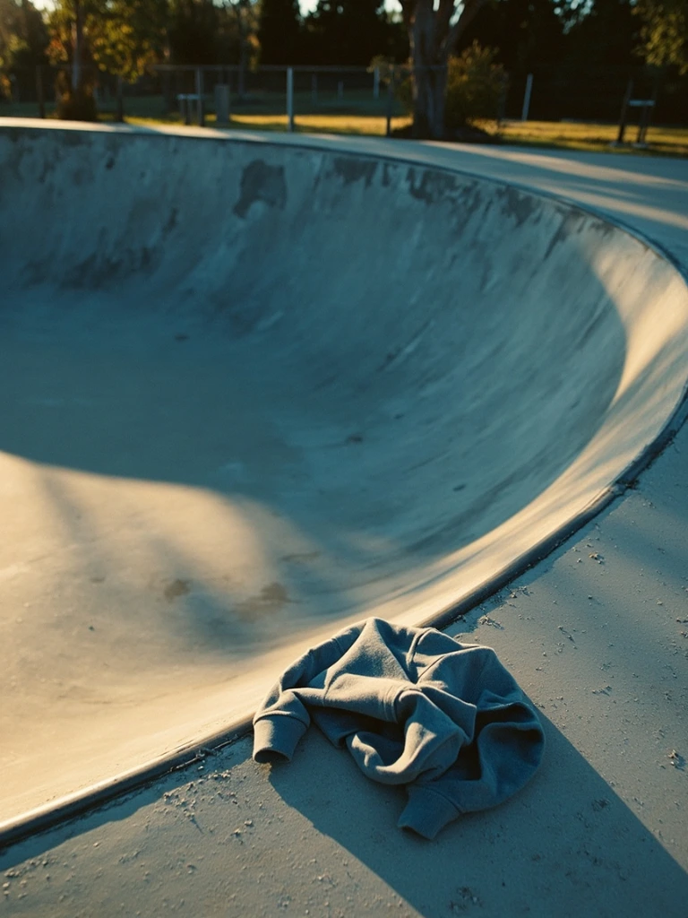 An empty skateboard park at first light.